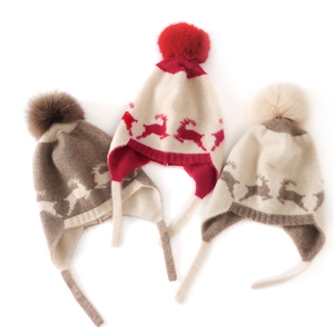 羊绒帽子加厚提花麋鹿护耳宝宝可爱男孩女孩帽