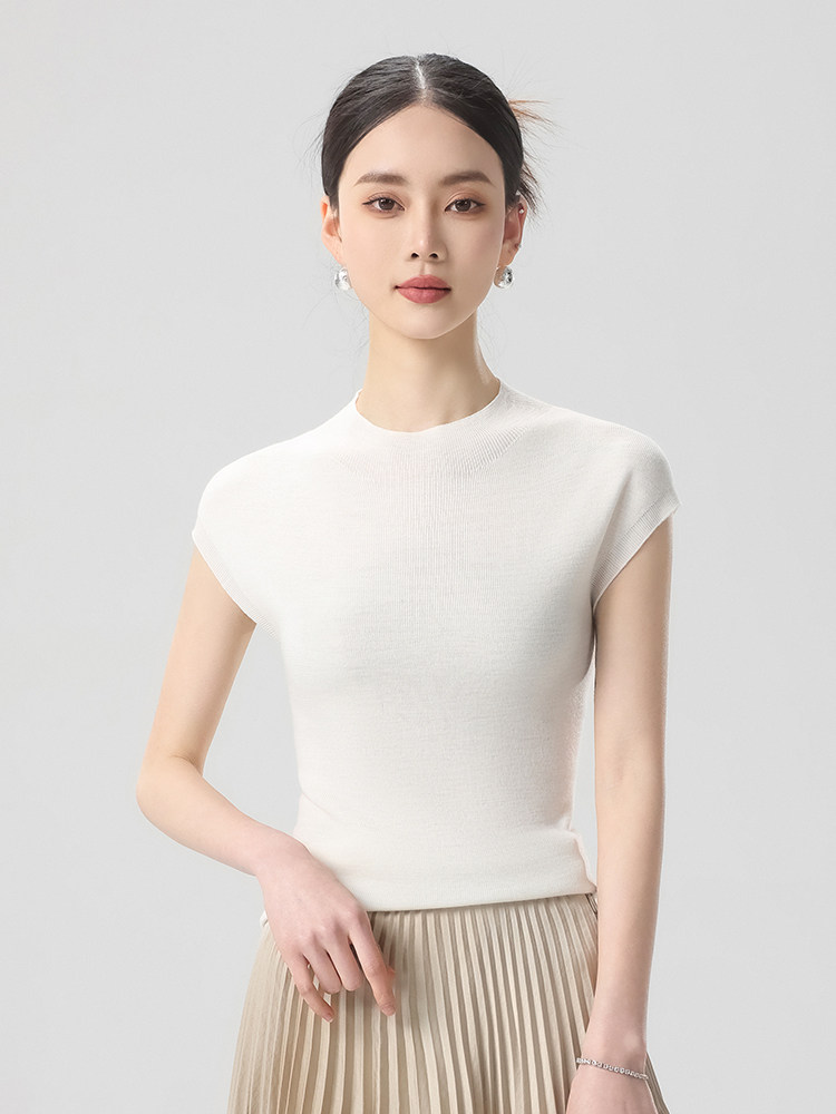 简约时尚无袖女士春季新款宽松遮肚百搭坎肩打底背心,针织衫/毛衣,清联羊绒