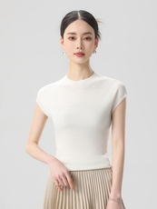 简约时尚无袖女士春季新款宽松遮肚百搭坎肩打底背心，女装针织衫/毛衣，清联羊绒