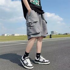 夏季薄款潮牌冰丝休闲工装大口袋宽松直筒五分短裤男速干裤子，男装牛仔裤，星座410-6（原星座1304-1）