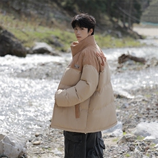 冬季青少年灯芯绒立领拼接外套休闲百搭面包服棉服5302-P78，男装棉衣，电商B306