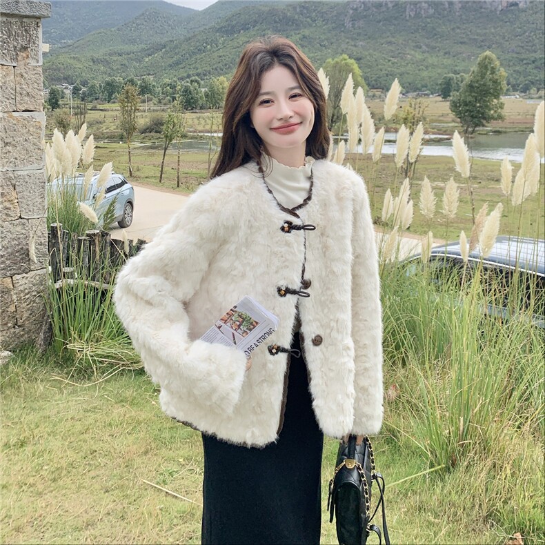 皮毛一体仿貂绒皮草外套女2025新款洋气秋冬季毛毛短款小香风,女装皮草,2C218