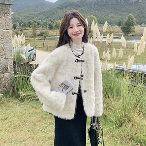 皮毛一体仿貂绒皮草外套女2025新款洋气秋冬季毛毛短款小香风图片