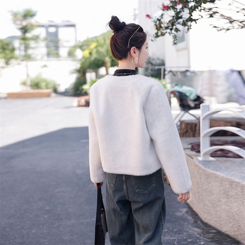 2023年秋冬季新款皮毛一体外套女,女装羊羔毛/颗粒绒,秋水欣儿