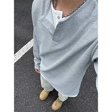 1506/GY28000/P47春秋季新款华夫格免烫假两件长袖T恤百搭上衣，男装T恤，星座1506A