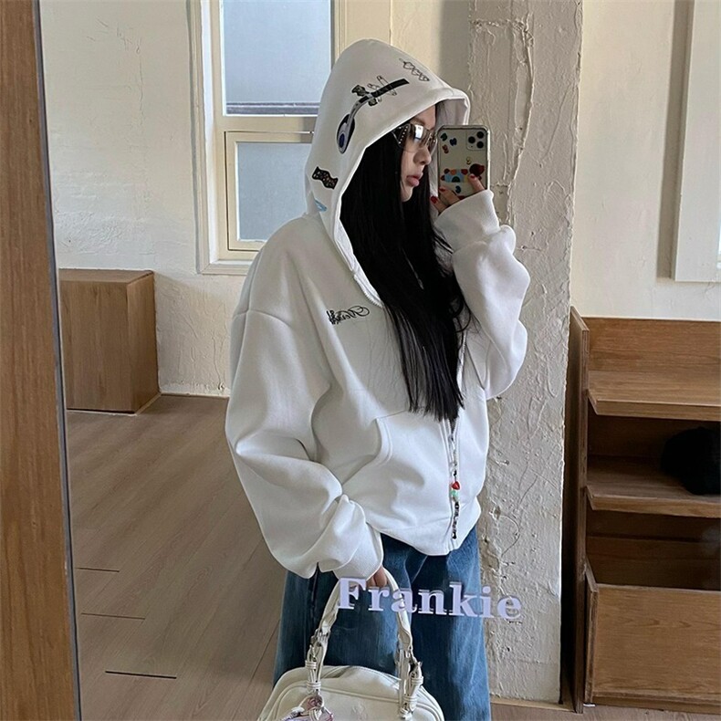 重磅美式开衫拉链休闲百搭卫衣外套男女潮牌初春秋2025新款慵懒风图片