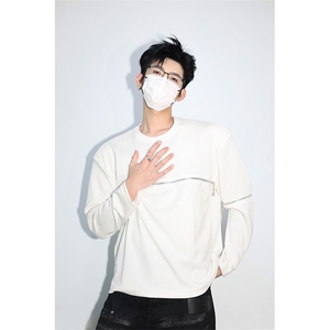 可移动拉链装饰打底美式垫肩拉链可拆卸机车高街时尚打底卫衣 P55图片
