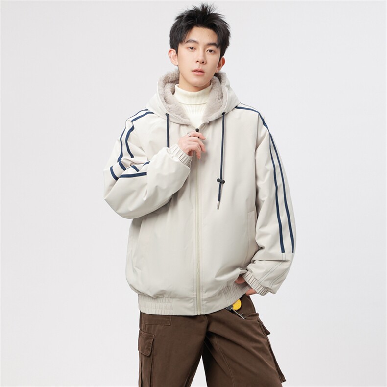 自家图有视频加绒毛领棉衣冬季新款座山雕连帽派克棉服M2556p88,男装棉衣,电商D315