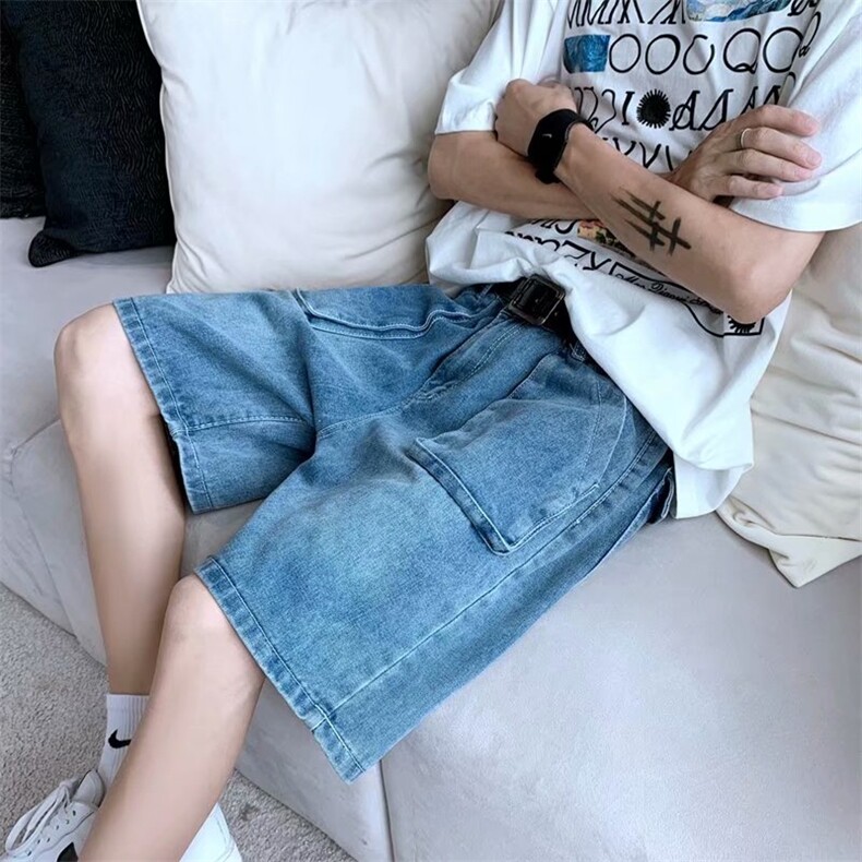 牛仔裤男士潮牌2023夏季新款宽松直筒短裤帅气五分裤子K784-P38,男装休闲裤,星座512-2