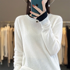 秋冬新款韩版宽松显瘦针织打底衫套头圆领舒适羊毛衫女，女装羊毛衫，琳华羊绒