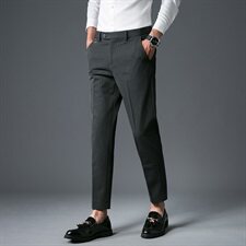 A192秋冬休闲裤子刺绣西裤男正装小西裤男-灰色（28-36码），男装西裤，电商A211
