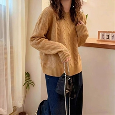 2025年秋季时尚百搭通勤简约休闲扭花圆领,女装针织衫/毛衣,珍珑羊绒, 2025年秋季时尚百搭通勤简约休闲扭花圆领,女装针织衫/毛衣,珍珑羊绒,