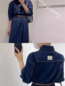 牛仔连衣裙前开叉 每年都有的王炸,女装连衣裙,米可