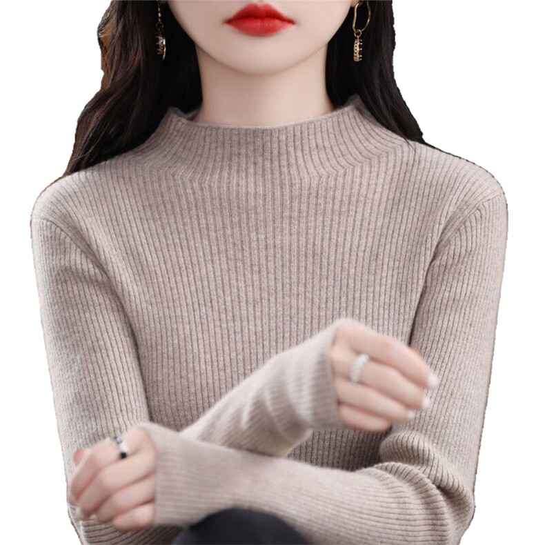 不起球配大衣的高领毛衣女2024冬季修身加厚内搭羊毛衫针织打底衫,针织衫/毛衣,暖姿羊绒