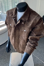 潮牌秋季新款防水翻领扎染皮夹克男士休闲外套A406JK2559P95，男装夹克，星座309（原A406）