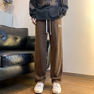 QD3104-TP35控价48秋季新款灯芯绒定标直筒长裤宽松百搭休闲裤男图片