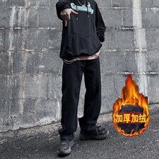 暗黑风裤子高街ins潮男印花牛仔裤加绒N928P45常规35图片