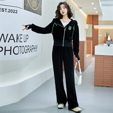 季御姐轻熟风炸街时尚职业高级感连帽卫衣外套阔腿裤套装，女装套装/套裙，卡杰菲