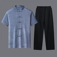 唐装太极服中式立领风短袖套装时尚爸爸装SF9783-P148，男装民族服装，星座1105-3