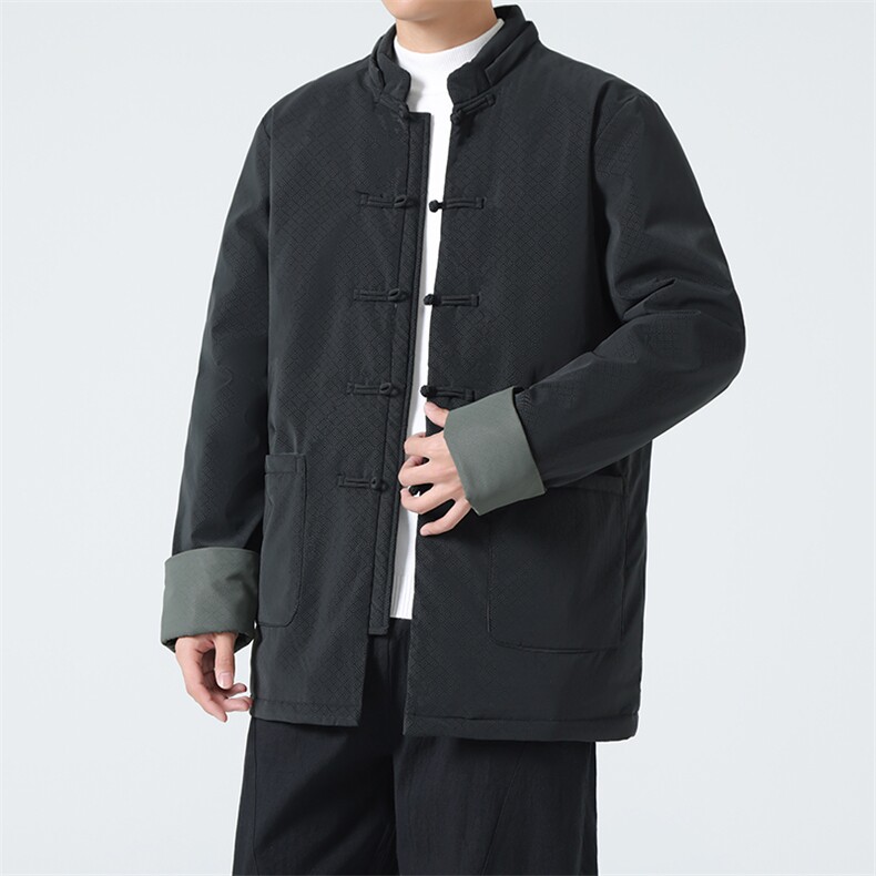 9399^新中式唐装白鸭绒羽绒服男盘扣外套中长款加绒冬装居士服,男装羽绒服,钱塘777(原3023)