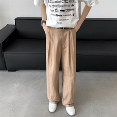 8XL-M特大码亚麻阔腿裤男夏棉麻西装裤垂感冰丝裤K981P68，男装西裤，电商D206-1