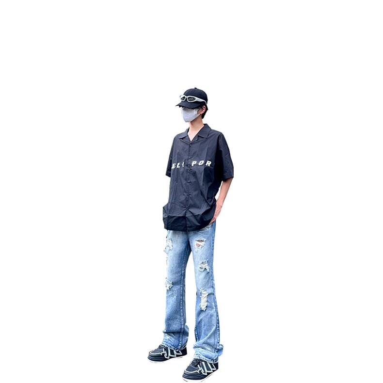 美式高街ins小众破洞牛仔裤货号K755P6578,男装牛仔裤,电商A063