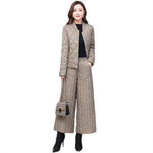 羽绒服套装女2024冬季新品中青年气质显瘦时尚阔腿裤白鸭绒两件套图片