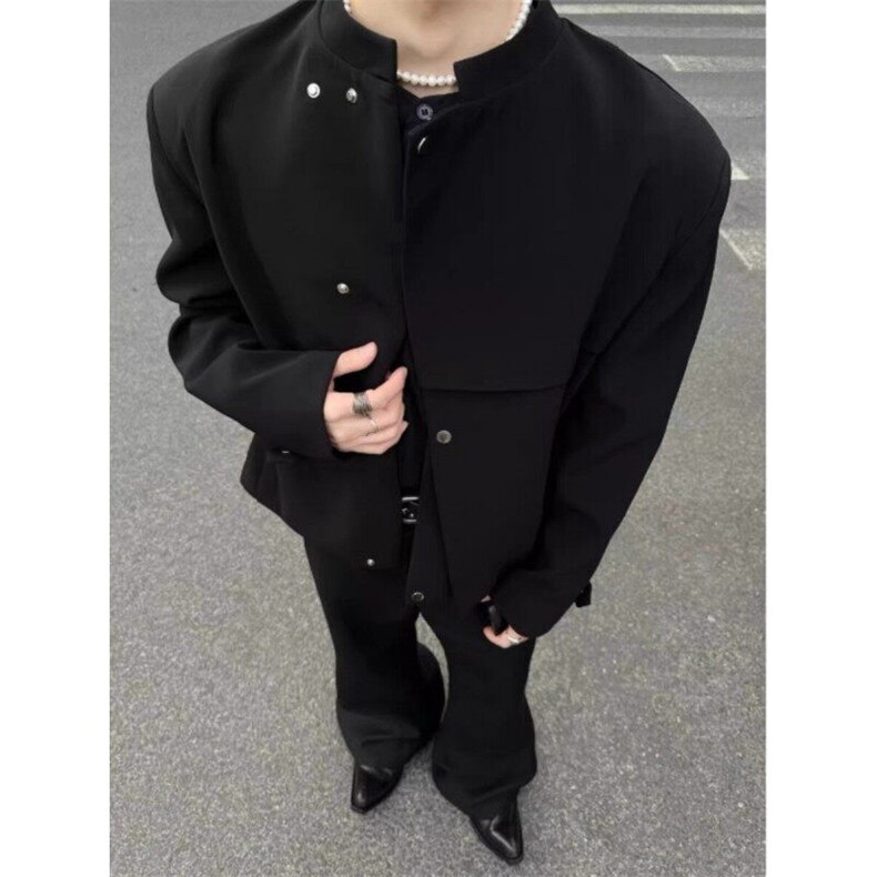 新中式垫肩斜门襟西服夹克JK0111-P70图片