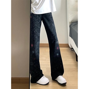 春装高品质扎染刺绣工艺弯刀卫裤男重磅复古垂感休闲运动裤阔腿裤图片
