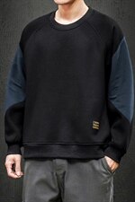 2021秋季新日系马切达大码拼接男休闲圆领宽松卫衣W5003-P40，男装卫衣，电商A001