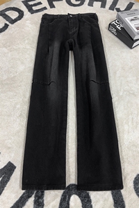 B221 美式ins暗黑高街结构铆钉宽松直筒牛仔裤 LK26643-特P46控78图片