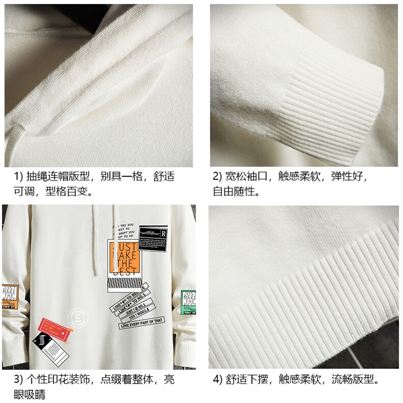 LM68121-P58加绒款-P68连帽毛衣男大码带帽针织衫男毛线衣网格,男装针织衫/毛衣,电商A040A