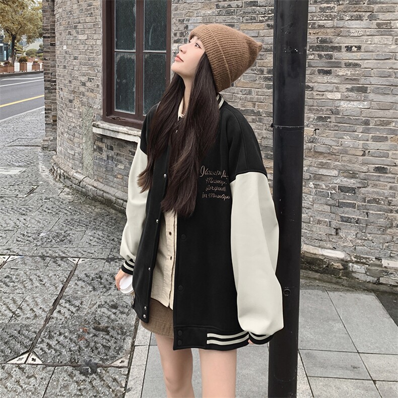 现货主推！！学院风高克重加厚绒棒球服2C205-8819-P155-K218,女装卫衣/绒衫,2C205