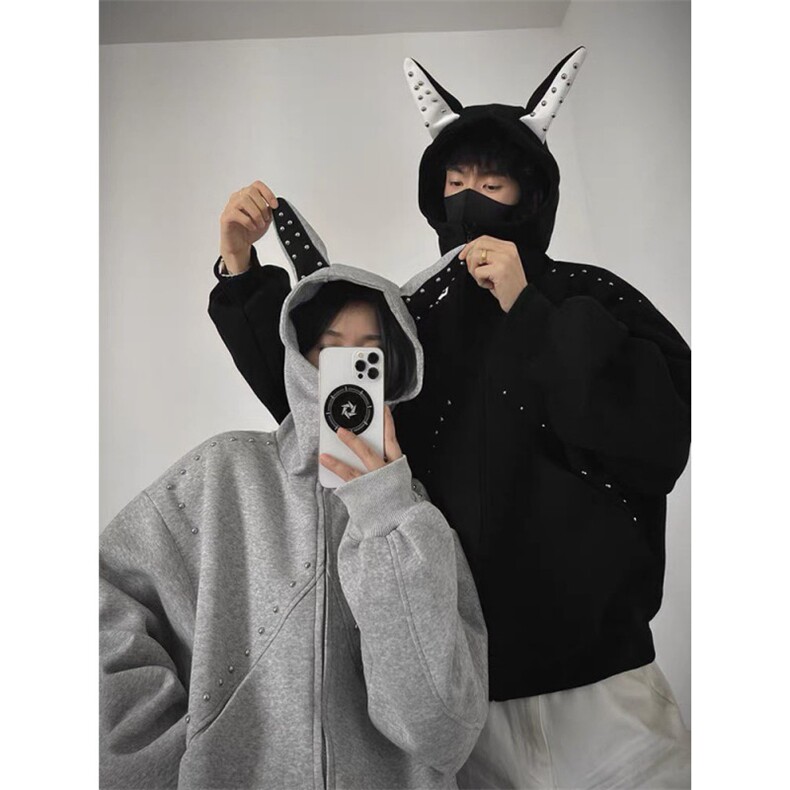 铆钉纯棉重磅400克杜宾犬耳朵连帽卫衣ZW0134-特批68,男装卫衣,星座313A(原308A-2)