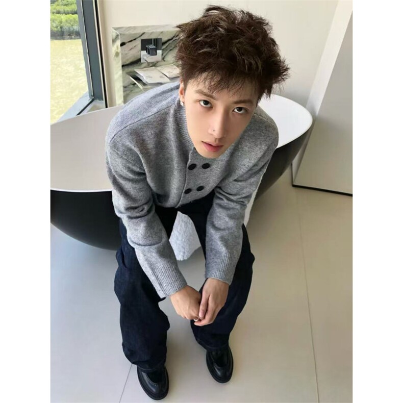 预售款~已下单复古老钱双排扣设计感针织开衫毛衣MY2578批68,男装针织衫/毛衣,星座1411A-6