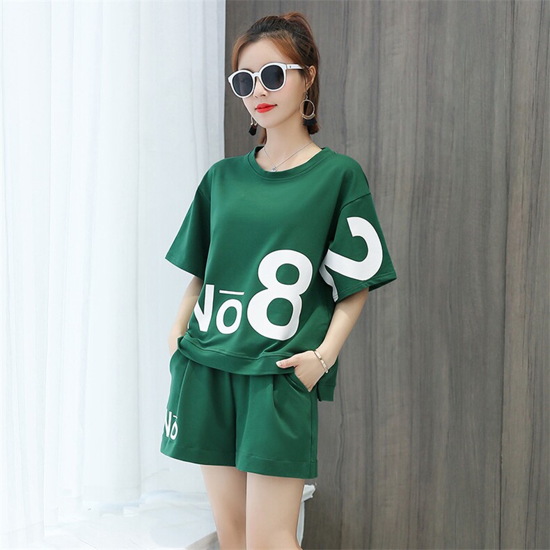 休闲套装女短裤运动服夏季新款2020时尚短袖T恤两件套潮,女装套装/套裙,凯瑟曼
