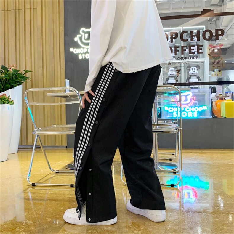 高街ins潮牌排扣宽松直筒运动裤hiphop阔腿拖地休闲裤zk026-p38,女装休闲裤,星座1008-2