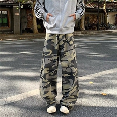男款美式直筒微喇伐木工装弯刀阔腿长裤子3777P46，男装休闲裤，星座410-2