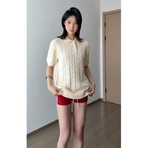 【有货】Z96CC-特P39 绞花翻领polo衫男女正肩针织短袖t恤图片