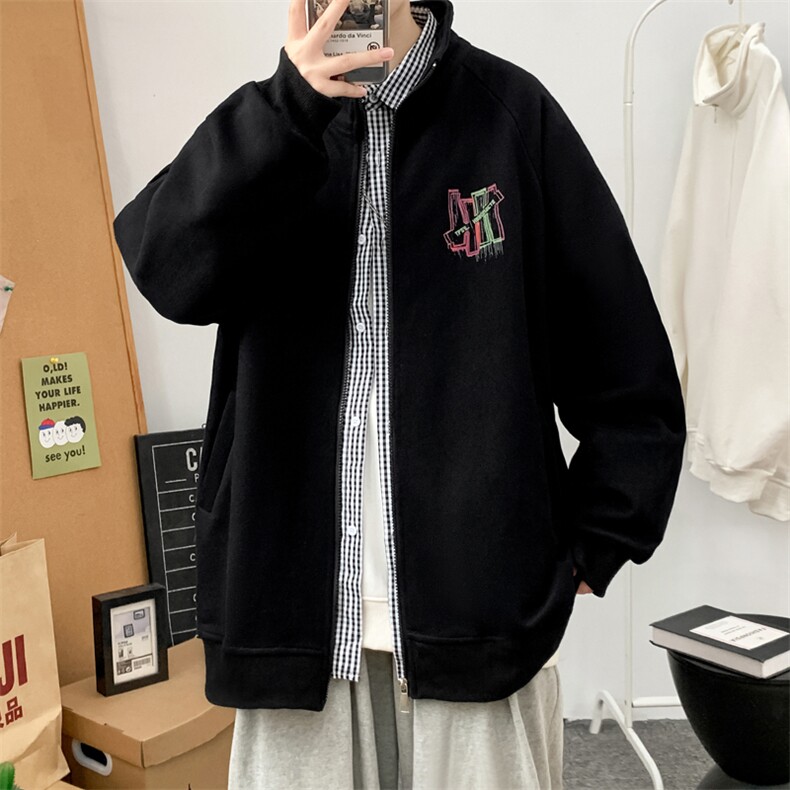 Y9903P48港风外景秋季立领开衫卫衣新款百搭休闲宽松学生潮流,男装卫衣,电商A026-1