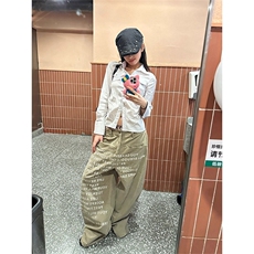 牛仔裤美式水洗字母印花阔腿工装裤男女慵懒宽松拖地裤NZX37，男装牛仔裤，星座516A