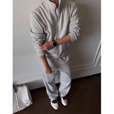 AA2155上衣P68裤子P53套装-P121立领摇粒绒套装，男装休闲套装，电商B323A