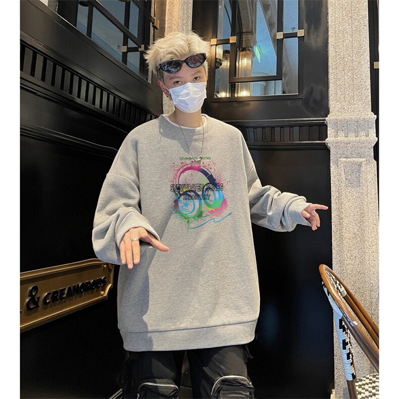华夫格！华夫格上衣男圆领华夫格卫衣男大码长袖t恤男HY243-特P23,男装T恤,电商B367