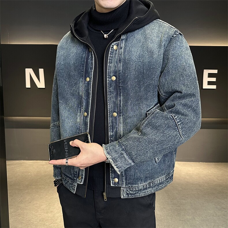 标50白鸭绒假两件牛仔面料羽绒服男宽松版B317-Y789-P258,男装羽绒服,电商B317