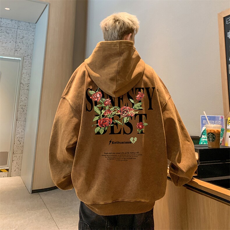 得物抖音高品质二开360克重磅做旧炒雪花纯色连帽水洗卫衣16027,男装卫衣,电商A486