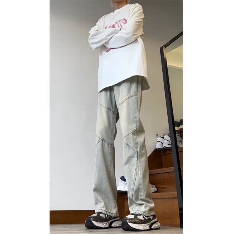美式个性牛仔裤嘻哈ins潮高街潮流痞帅情侣长裤 KZ20K7054--TP45图片