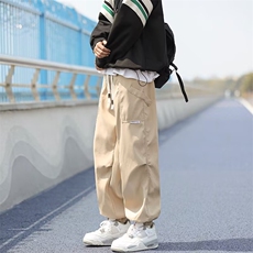 冲锋裤男款秋冬休闲宽松大口袋加绒加厚工装束脚裤子YK59/P50，男装工装外套，星座506