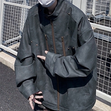 高街机动皮衣美式潮牌骑行服皮夹克外套光板二开A406JK193特P85，男装夹克，星座309（原A406）