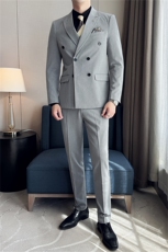 西服套装男士三件套商务职业正装小西装韩版修身伴郎新郎结婚礼服，男装西服套装，星座505-2（原电商A260-1)