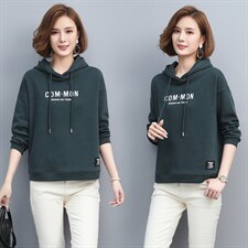 2021春季新款休闲运动连帽印花卫衣，女装卫衣/绒衫，独衣靓